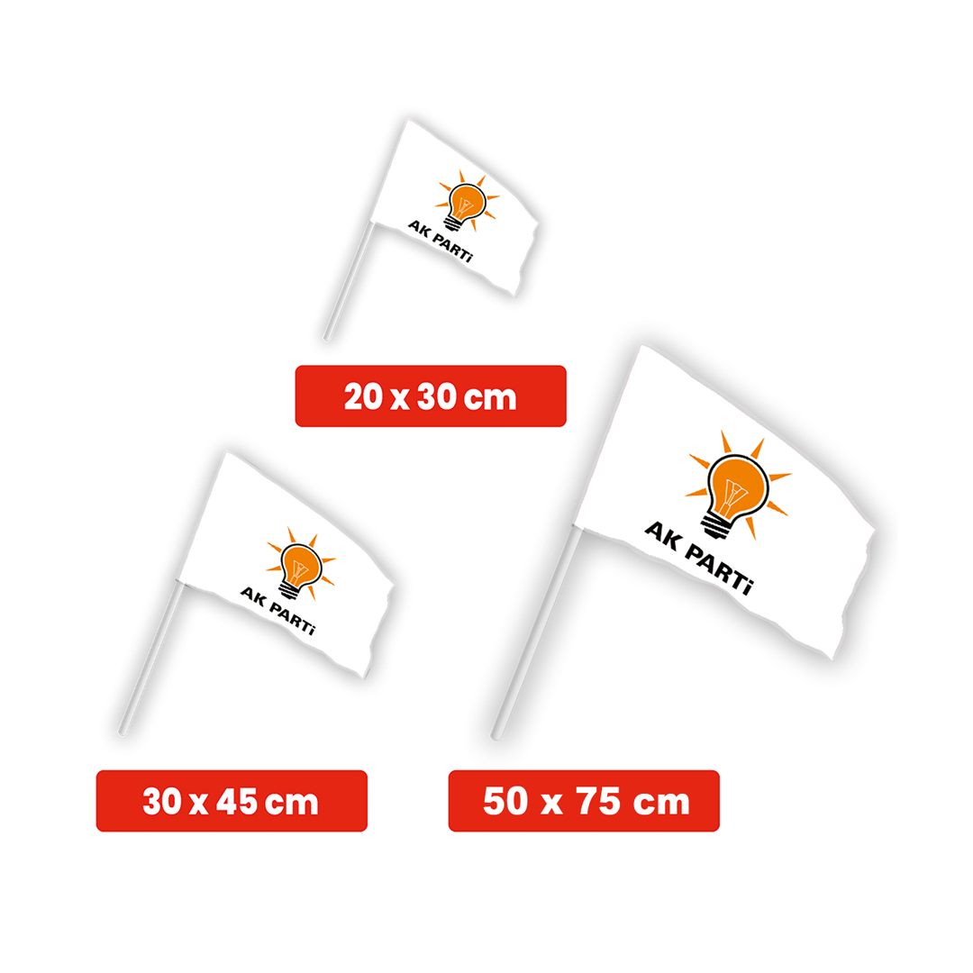 Akp Sopalı Bayrak 30x45 10'lu Akp Sopalı Bayrak 30x45 10'lu