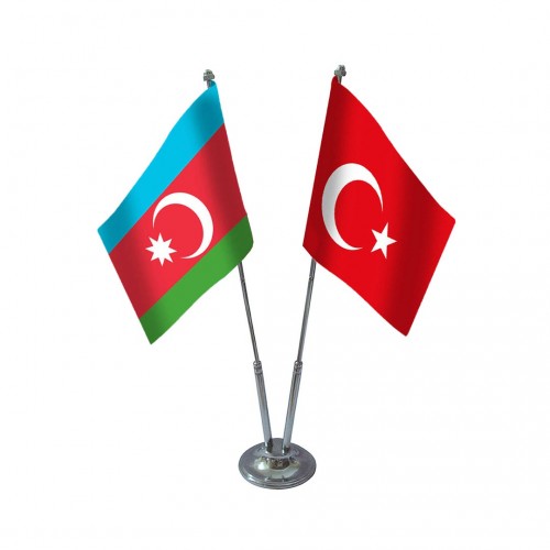 İkili Azerbaycan Masa Bayrağı Takımı