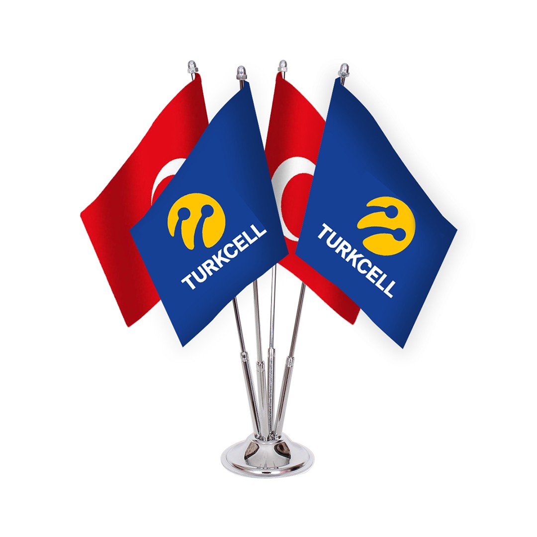 Dörtlü Turkcell Masa Bayrağı Takımı
