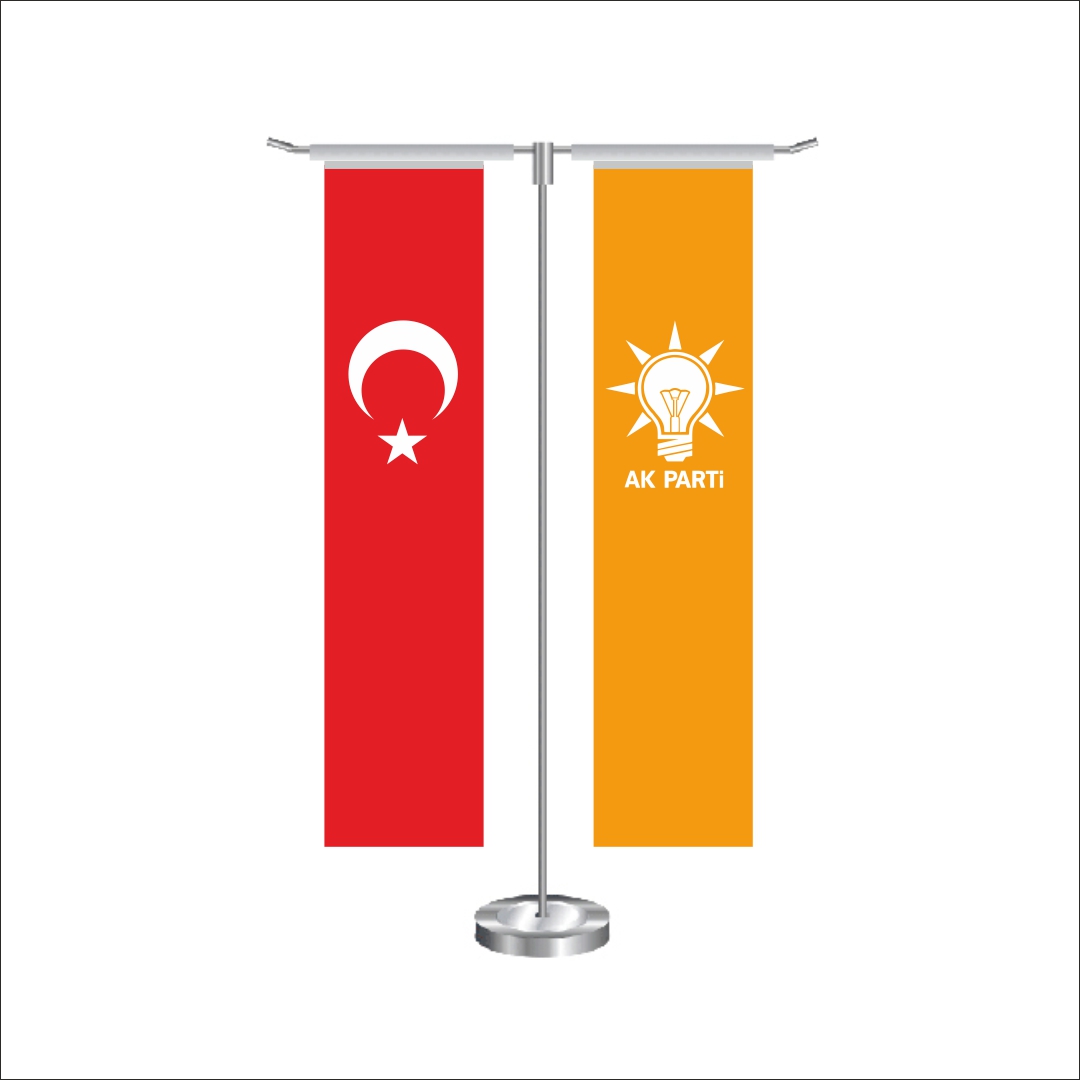 T Dikdörtgen Akparti Bayrağı ve Türk Masa Bayrağı Takımı