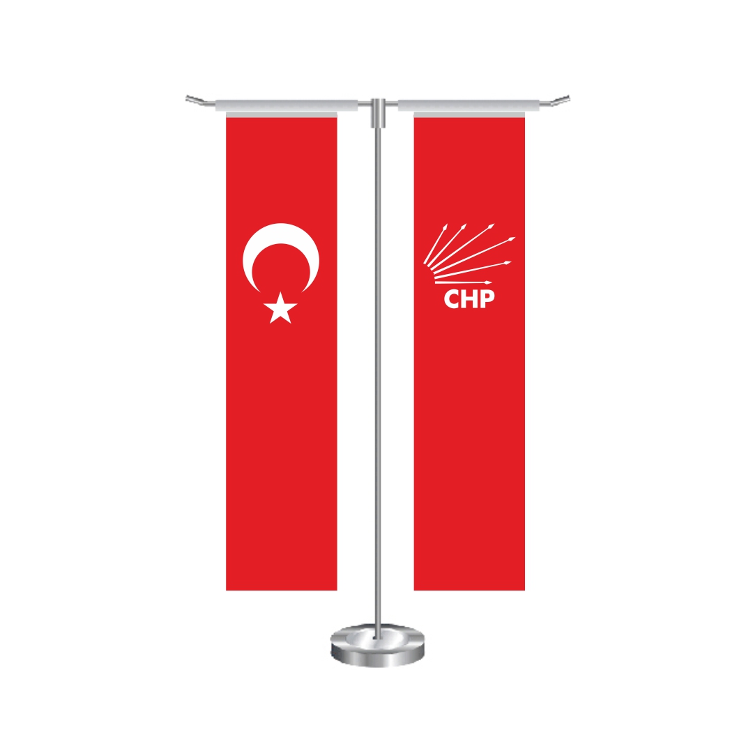 T Dikdörtgen Chp Bayrağı ve Türk Masa Bayrağı Takımı