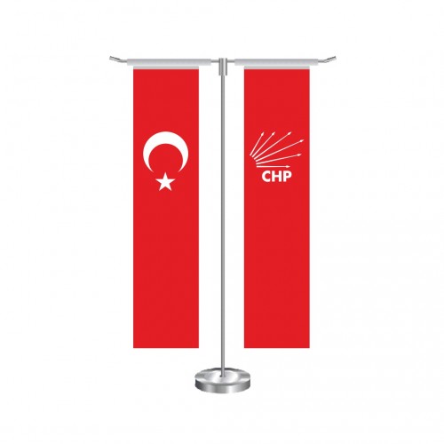 T Dikdörtgen Chp Bayrağı ve Türk Masa Bayrağı Takımı