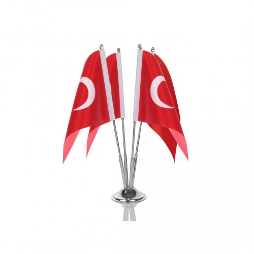 Türk Masa Bayrağı Dörtlü Direkli Takım